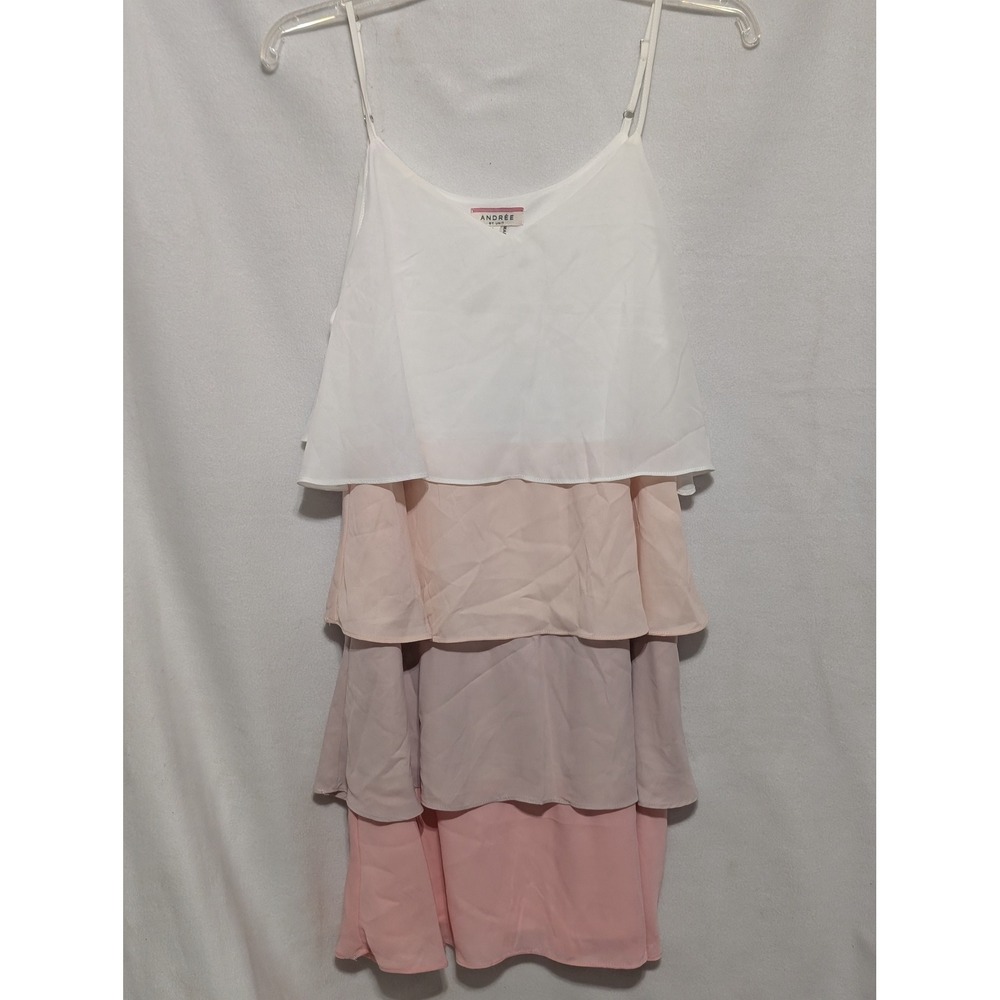 Andree by Unit Womens Tiered Ruffle Camisole Pastel Ombre Pink White Blouse L
